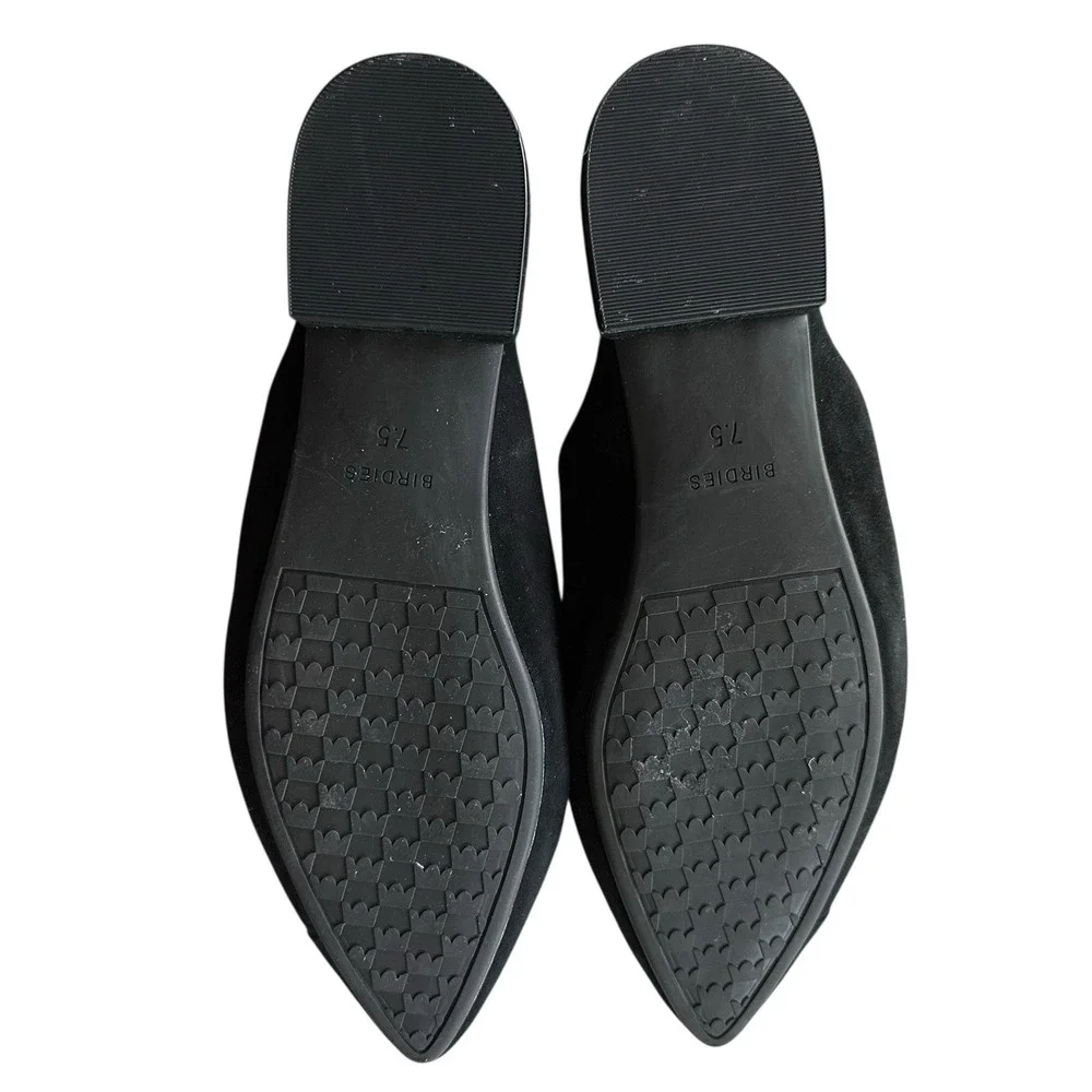 Birdies‎ Size 7.5 Swan Mule Black Suede Slip On Women's
